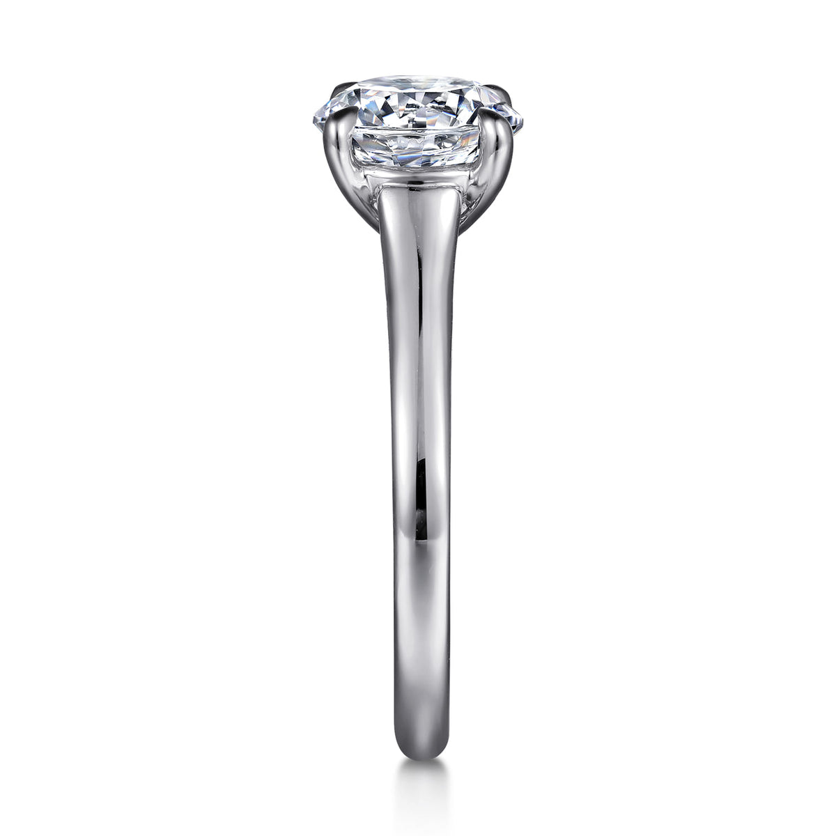 14K White Gold Round Diamond Engagement Ring — Gabriel & Co. ER16691R8W44JJ; center stone shown for illustration, not included