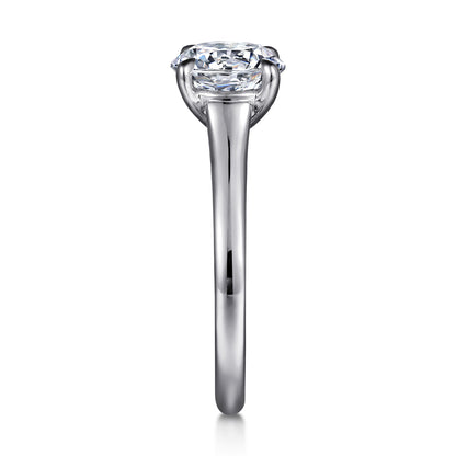 14K White Gold Round Diamond Engagement Ring — Gabriel & Co. ER16691R8W44JJ; center stone shown for illustration, not included