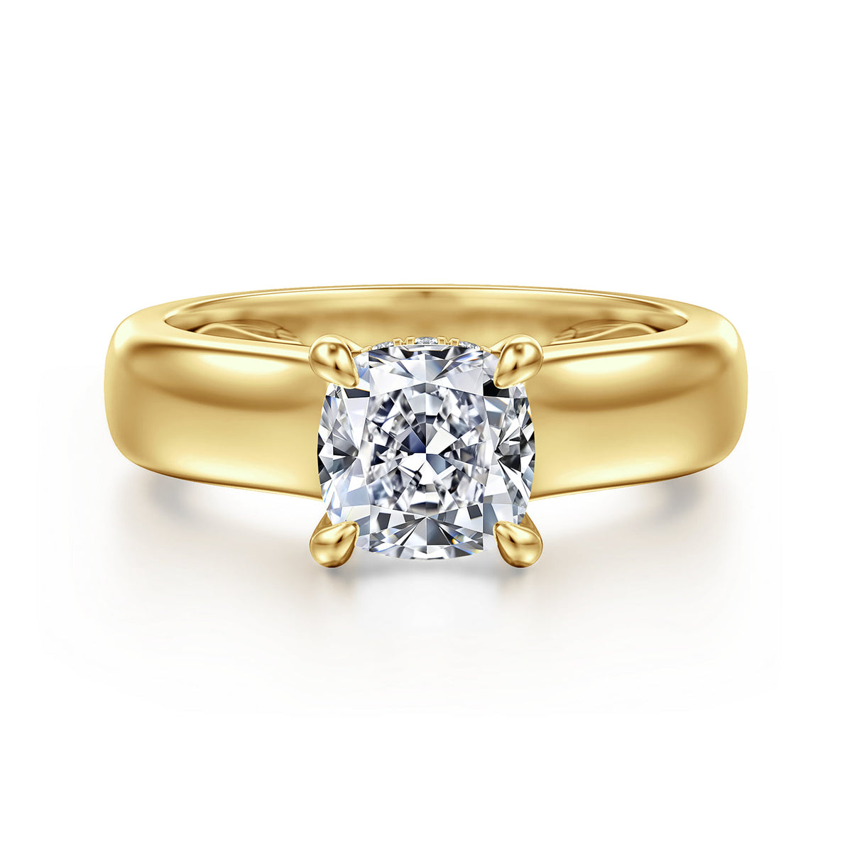14K Yellow Gold Cushion Cut Diamond Engagement Ring — ER16692C6Y44JJ; center stone shown for illustration, not included