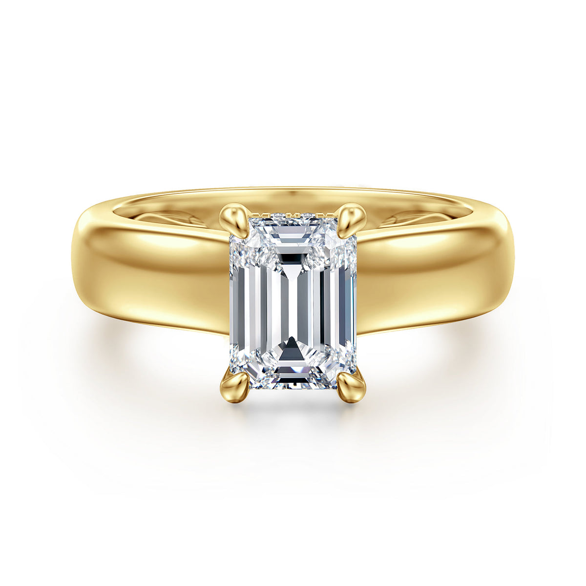 14K Yellow Gold Emerald Cut Diamond Engagement Ring — ER16692E6Y44JJ; center stone shown for illustration, not included