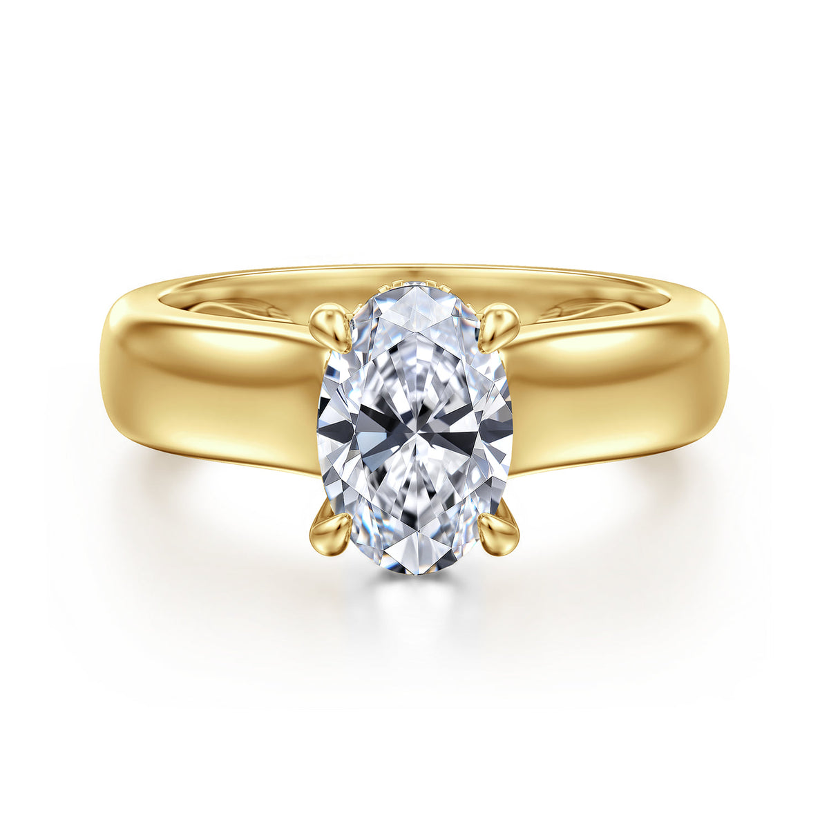 14K Yellow Gold Oval Diamond Engagement Ring — ER16692O6Y44JJ; center stone shown for illustration, not included
