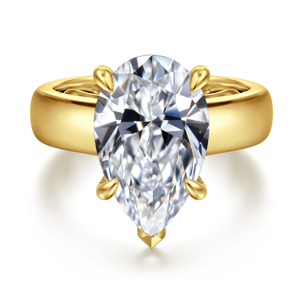 14K Yellow Gold Pear Shape Diamond Engagement Ring — Gabriel & Co. ER16692P20Y44JJ; center stone shown for illustration, not included