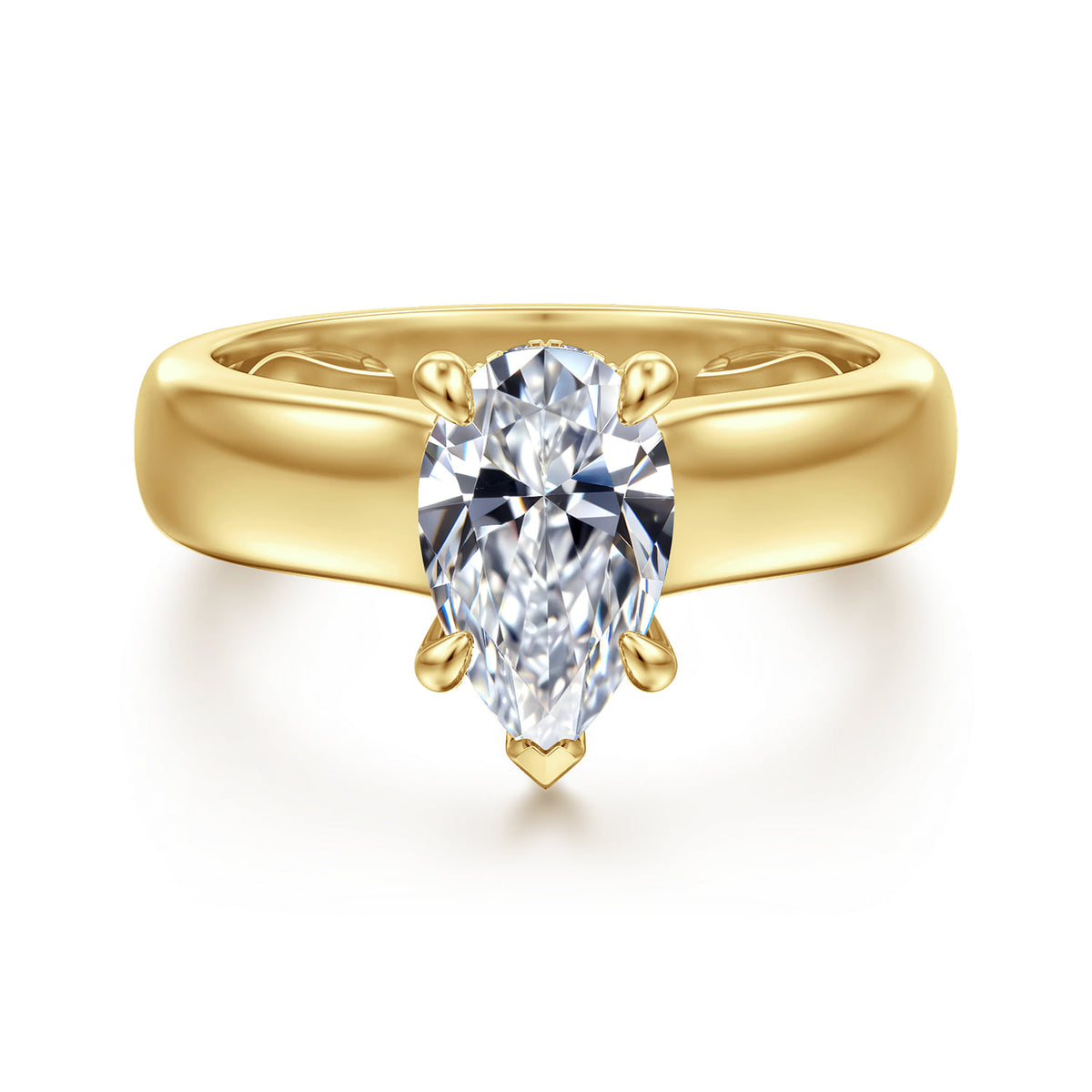 14K Yellow Gold Pear Shape Diamond Engagement Ring — ER16692P6Y44JJ; center stone shown for illustration, not included