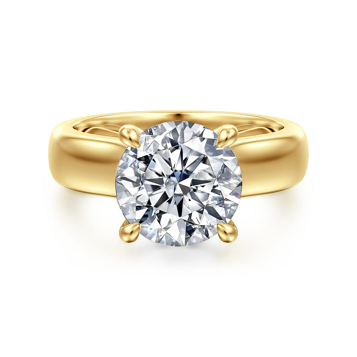 14K Yellow Gold Round Diamond Engagement Ring — ER16692R12Y44JJ; center stone shown for illustration, not included