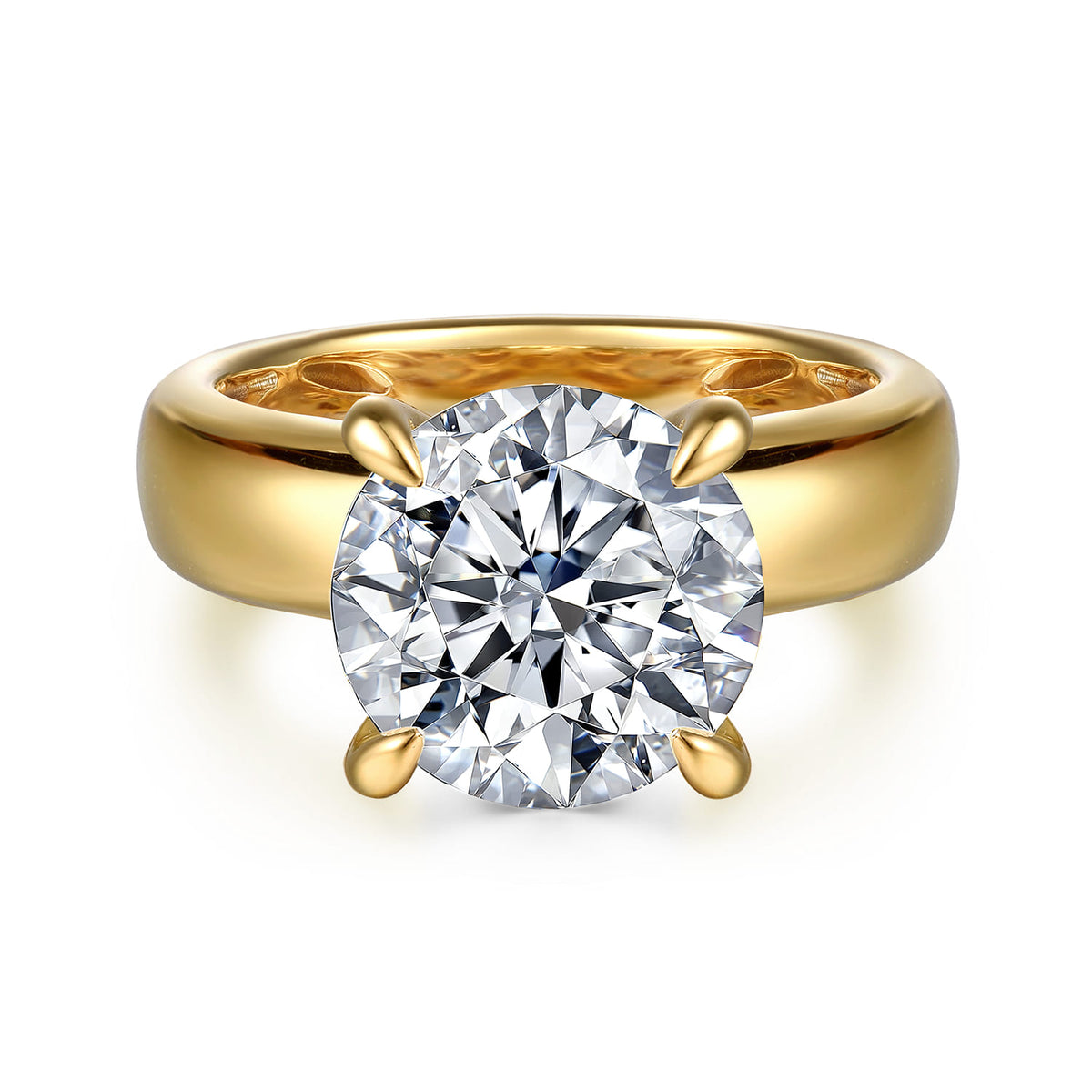 14K Yellow Gold Round Diamond Engagement Ring — Gabriel & Co. ER16692R16Y44JJ; center stone shown for illustration, not included