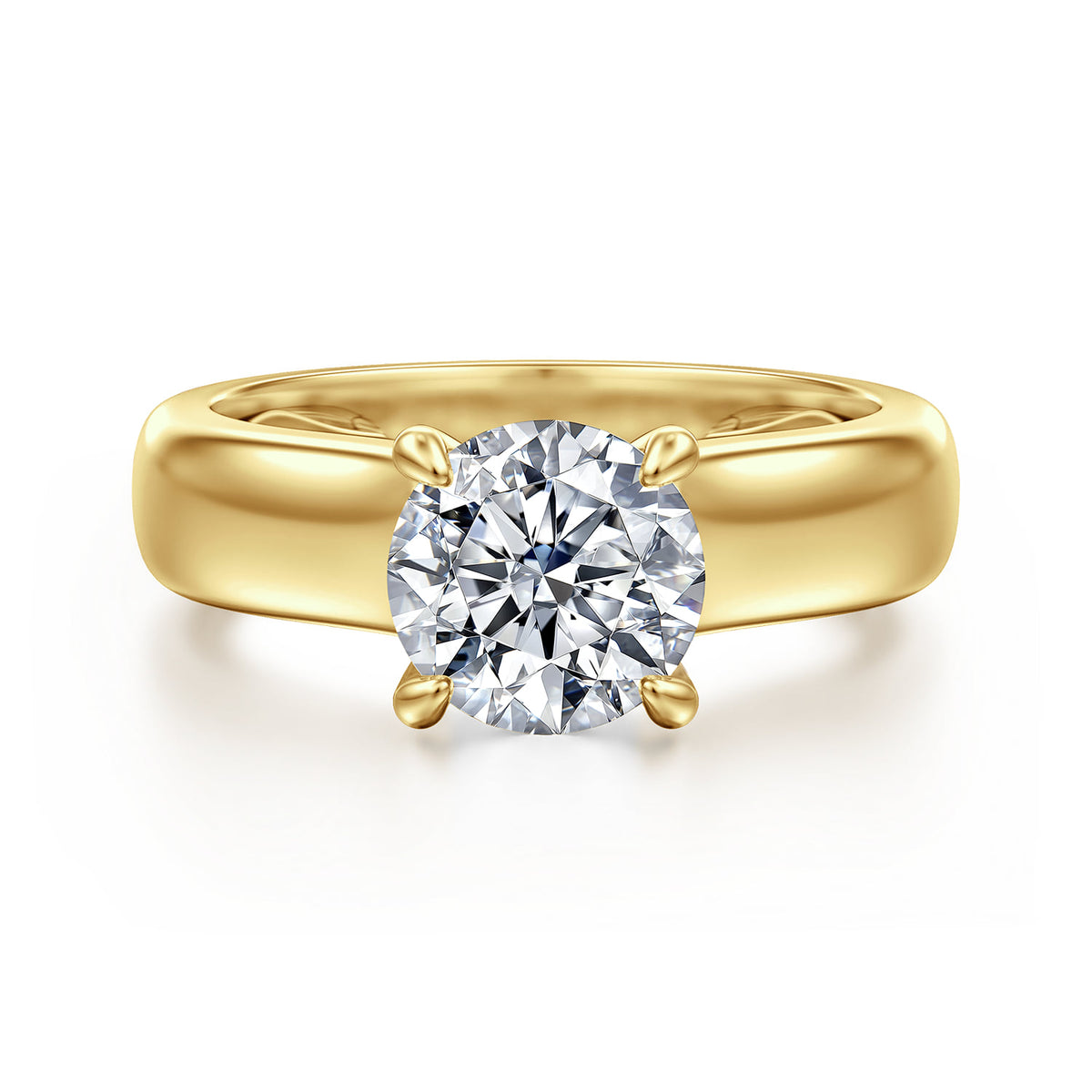 14K Yellow Gold Round Diamond Engagement Ring — ER16692R6Y44JJ; center stone shown for illustration, not included