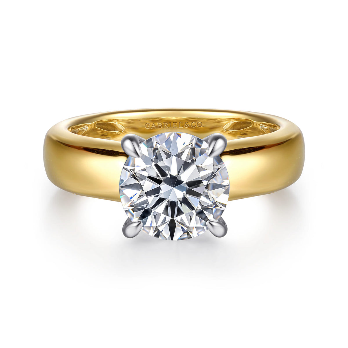 14K Yellow-White Gold Round Diamond Engagement Ring — ER16692R8M44JJ; center stone shown for illustration, not included