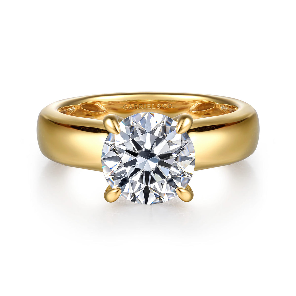 14K Yellow Gold Round Diamond Engagement Ring — ER16692R8Y44JJ; center stone shown for illustration, not included