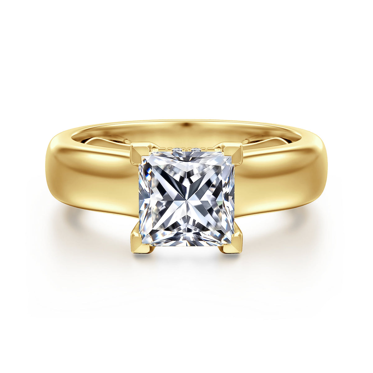14K Yellow Gold Princess Cut Diamond Engagement Ring — ER16692S6Y44JJ; center stone shown for illustration, not included