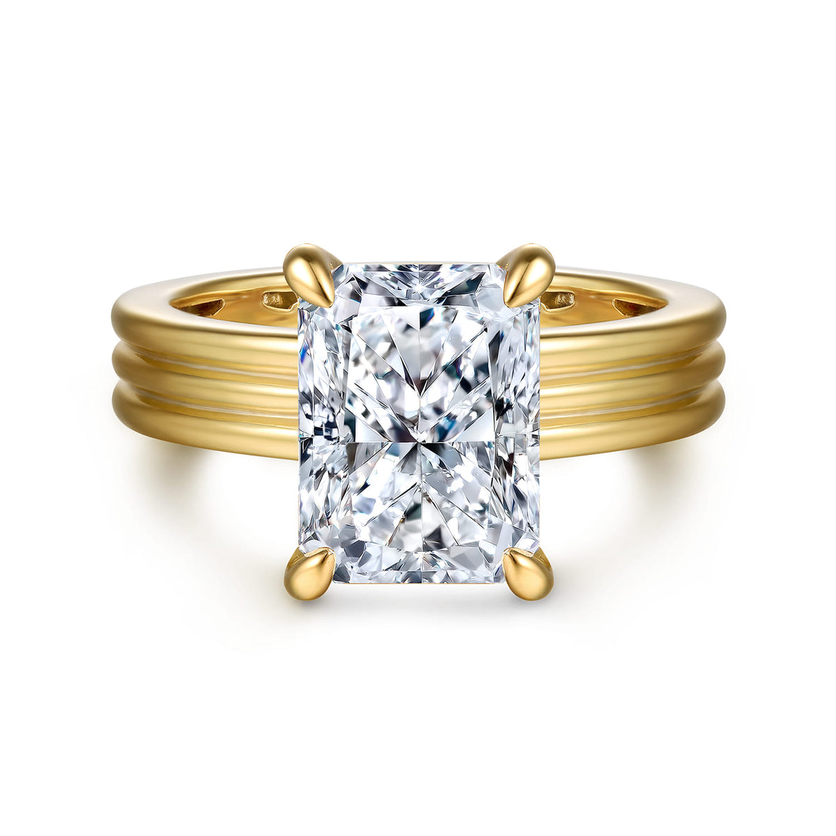 14K Yellow Gold Radiant Cut Diamond Engagement Ring — Gabriel & Co. ER16695N16Y44JJ; center stone shown for illustration, not included