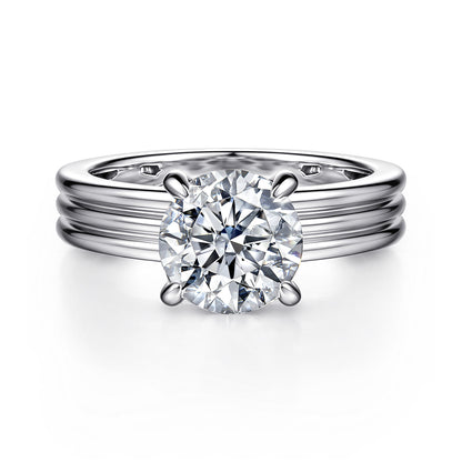 14K White Gold Round Diamond Engagement Ring — Gabriel & Co. ER16695R8W44JJ; center stone shown for illustration, not included