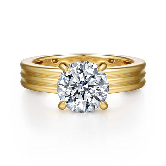 14K Yellow Gold Round Diamond Engagement Ring — Gabriel & Co. ER16695R8Y44JJ; center stone shown for illustration, not included