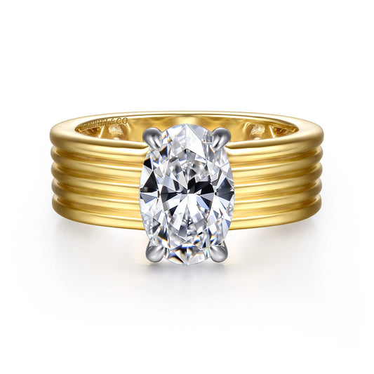 14K White-Yellow Gold Oval Diamond Engagement Ring — Gabriel & Co. ER16696O8M44JJ; center stone shown for illustration, not included