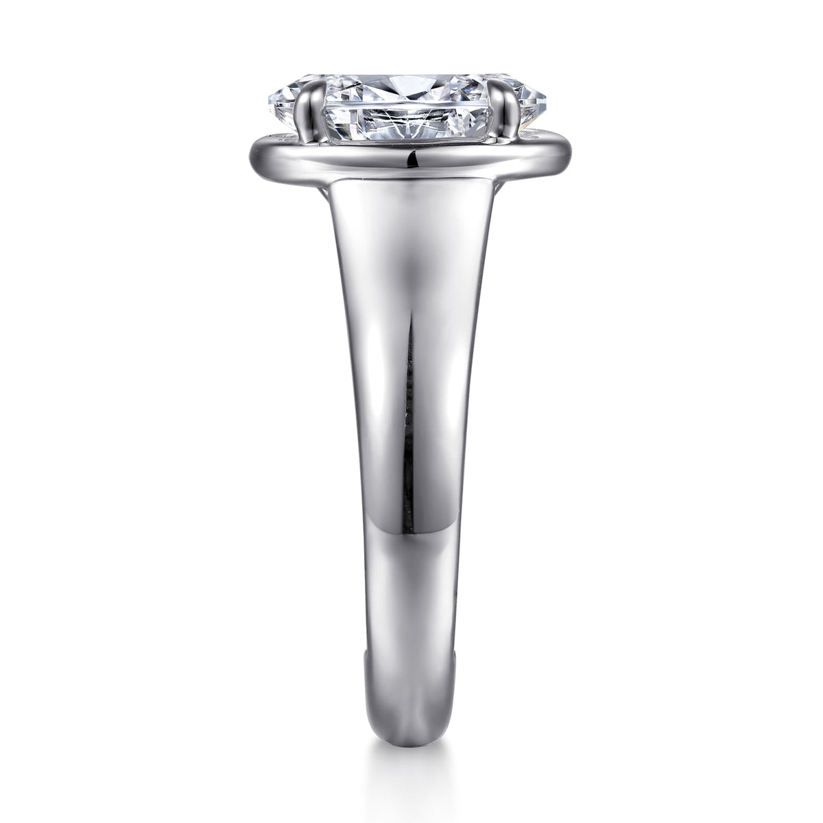 14K White Gold Bezel Prong Oval Diamond Engagement Ring — Gabriel & Co. ER16697O8W44JJ; center stone shown for illustration, not included