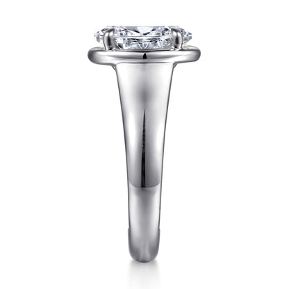 14K White Gold Bezel Prong Oval Diamond Engagement Ring — Gabriel & Co. ER16697O8W44JJ; center stone shown for illustration, not included