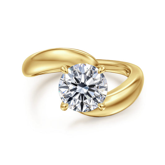 14K Yellow Gold Bypass Round Diamond Engagement Ring — ER16698R6Y4JJJ; center stone shown for illustration, not included