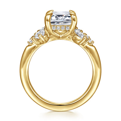 14K Yellow Gold Emerald Cut Diamond Engagement Ring — Gabriel & Co. ER16706E12Y44JJ; center stone shown for illustration, not included