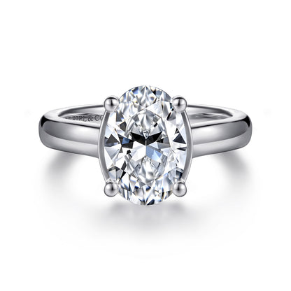 14K White Gold Half Bezel Oval Diamond Engagement Ring — Gabriel & Co. ER16707O8W44JJ; center stone shown for illustration, not included