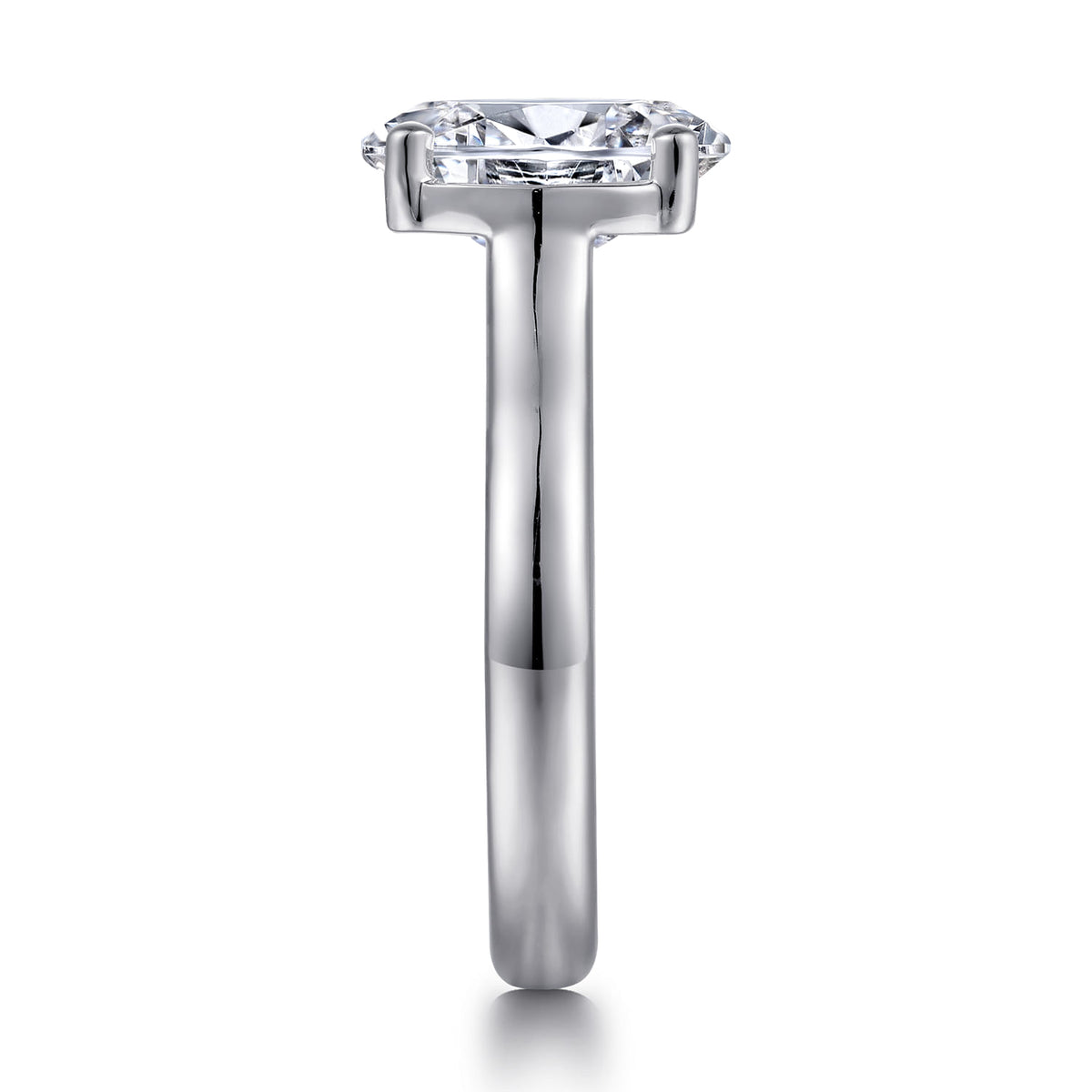 14K White Gold Half Bezel Oval Diamond Engagement Ring — Gabriel & Co. ER16707O8W44JJ; center stone shown for illustration, not included