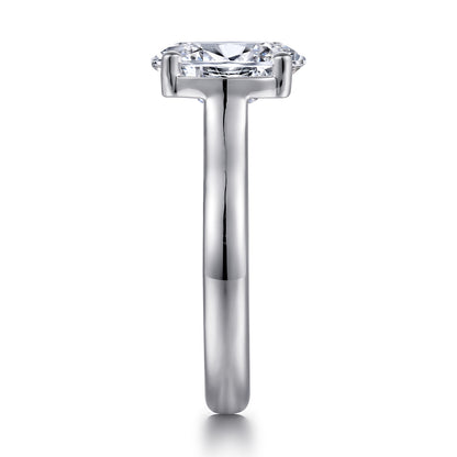 14K White Gold Half Bezel Oval Diamond Engagement Ring — Gabriel & Co. ER16707O8W44JJ; center stone shown for illustration, not included