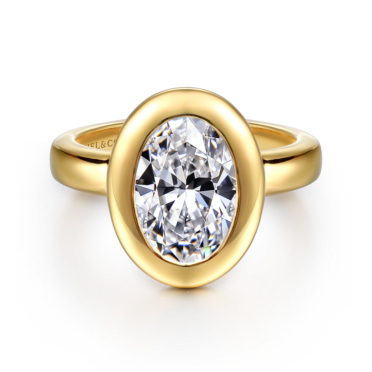 14K Yellow Gold Bezel Set Oval Diamond Engagement Ring — Gabriel & Co. ER16710O8Y4JJJ