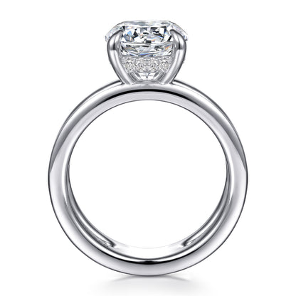 14K White Gold Split Shank Round Diamond Engagement Ring — Gabriel & Co. ER16711R12W44JJ; center stone shown for illustration, not included