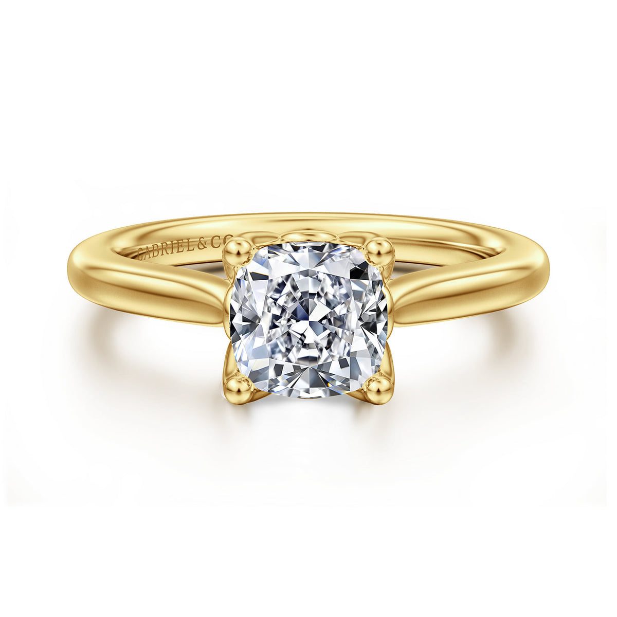 14K Yellow Gold Cushion Cut Lotus Diamond Engagement Ring — ER16712C6Y4JJJ; center stone shown for illustration, not included