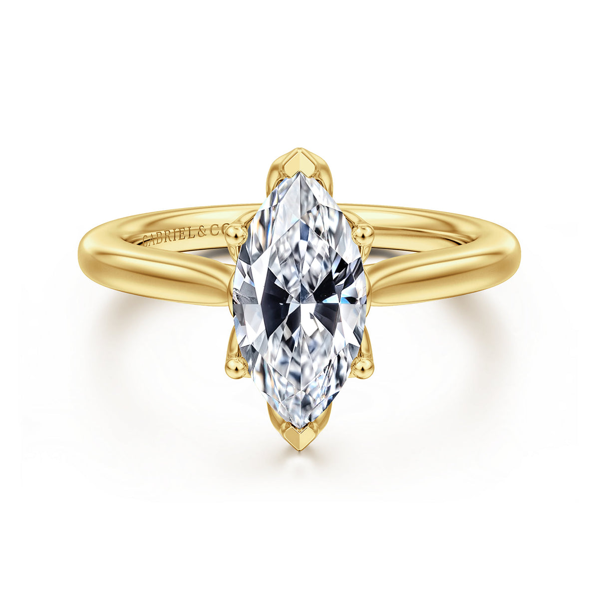 14K Yellow Gold Marquise Shape Lotus Diamond Engagement Ring — ER16712M6Y4JJJ; center stone shown for illustration, not included
