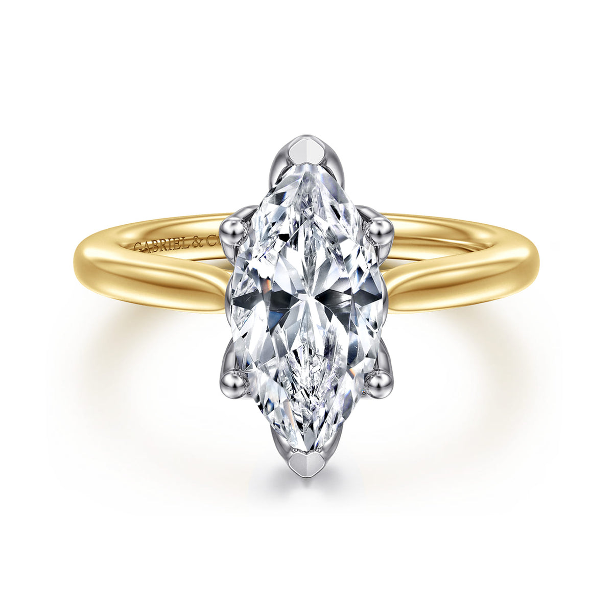 14K White-Yellow Gold Marquise Shape Lotus Diamond Engagement Ring — ER16712M8M4JJJ; center stone shown for illustration, not included