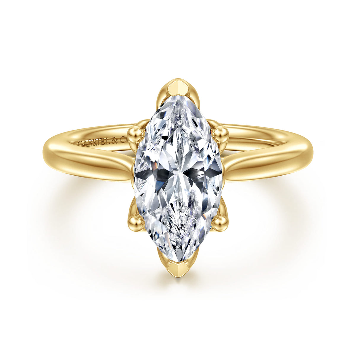 14K Yellow Gold Marquise Shape Lotus Diamond Engagement Ring — ER16712M8Y4JJJ; center stone shown for illustration, not included