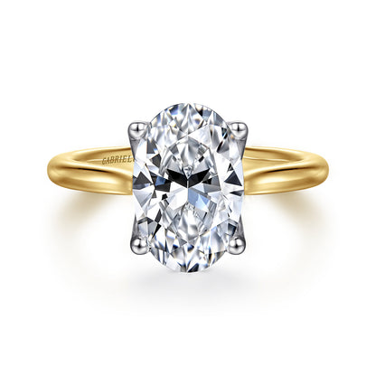 14K White-Yellow Gold Oval Lotus Diamond Engagement Ring — Gabriel & Co. ER16712O12M4JJJ; center stone shown for illustration, not included