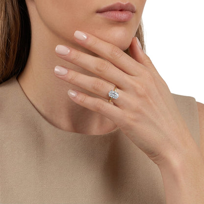 14K White-Yellow Gold Oval Lotus Diamond Engagement Ring — Gabriel & Co. ER16712O12M4JJJ; center stone shown for illustration, not included