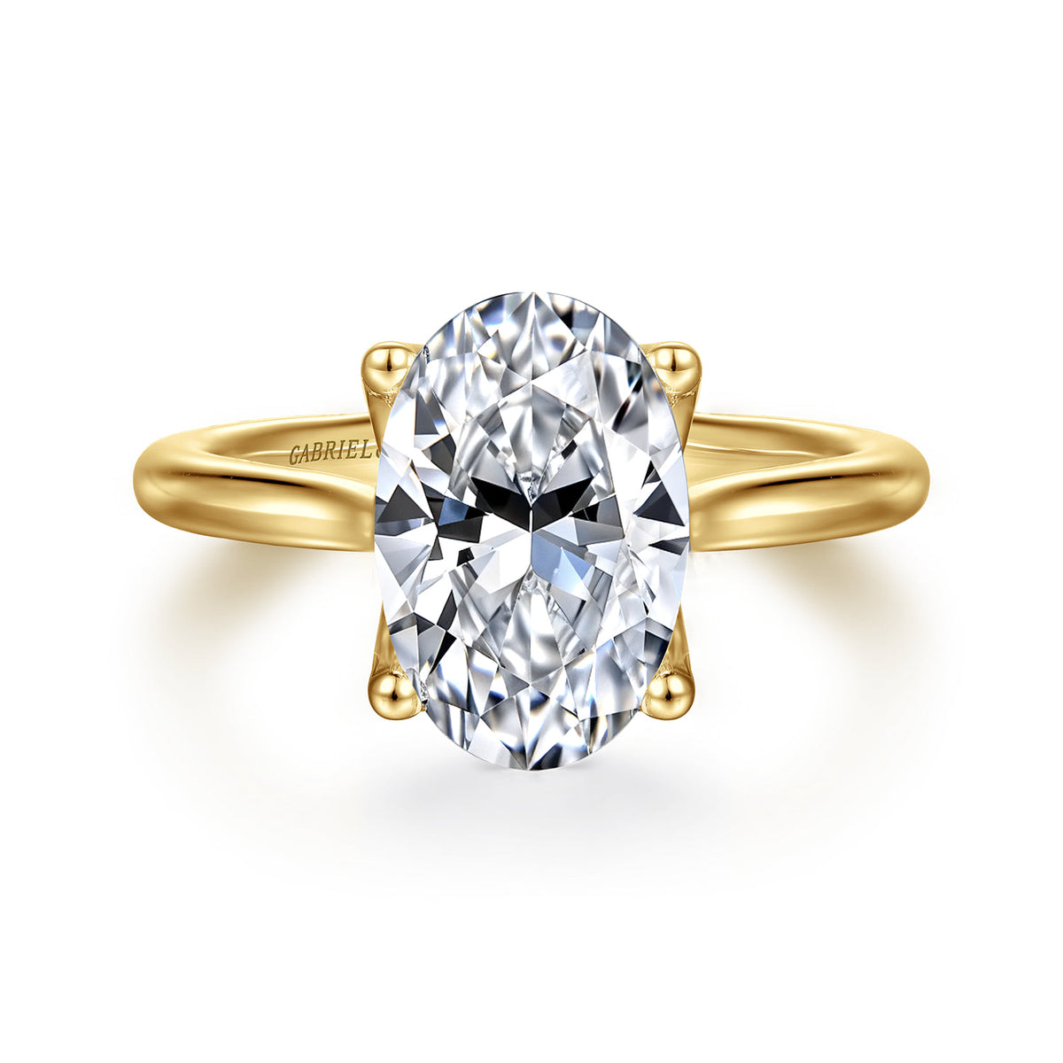 14K Yellow Gold Oval Lotus Diamond Engagement Ring — setting only; center stone not included