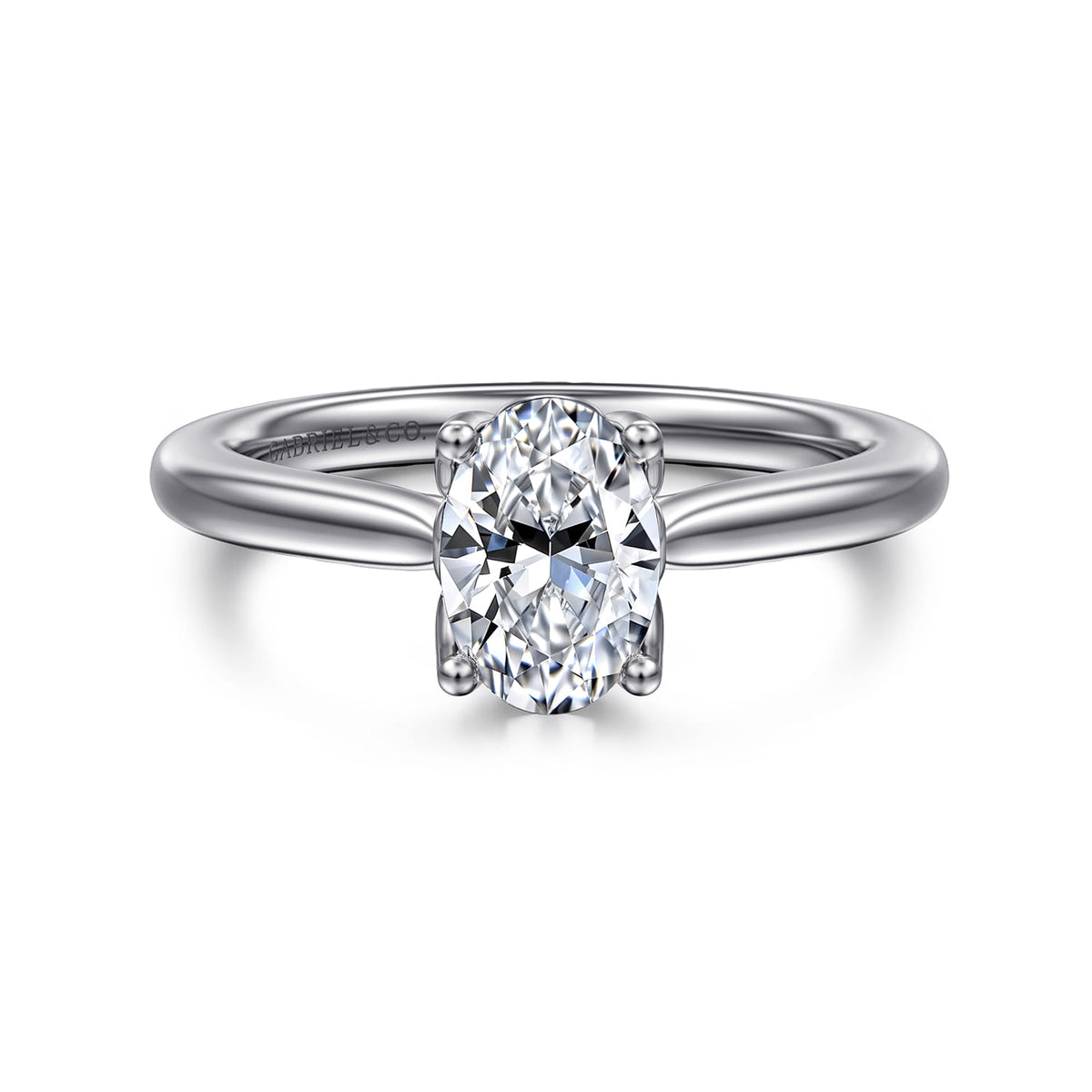 14K White Gold Oval Lotus Diamond Engagement Ring — ER16712O4W4JJJ; center stone shown for illustration, not included