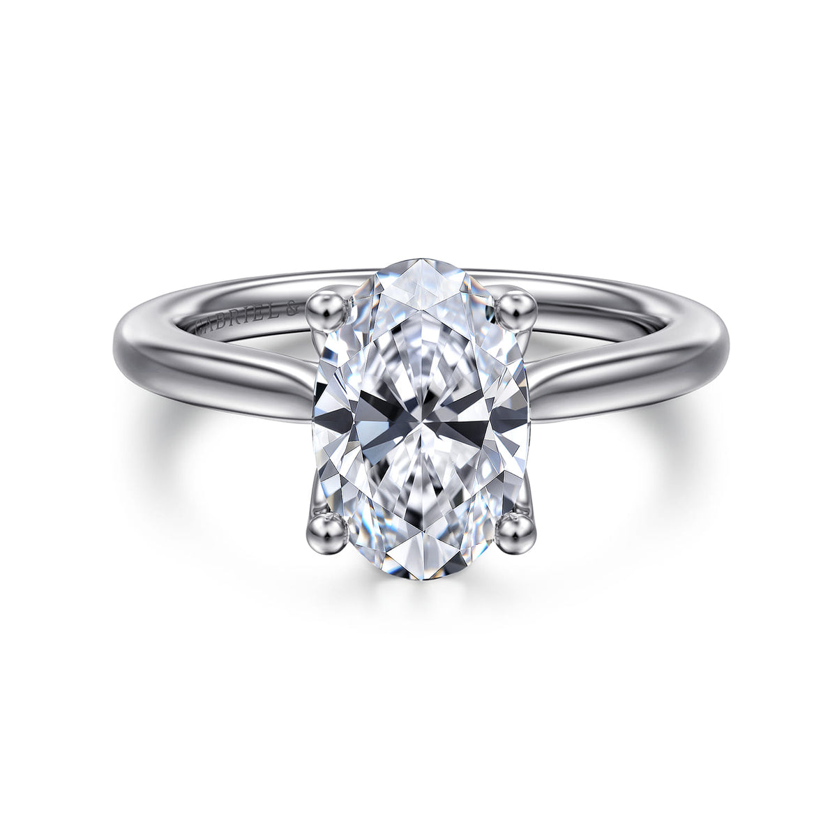 14K White Gold Gold Oval Lotus Diamond Engagement Ring — Gabriel & Co. ER16712O8W4JJJ; center stone shown for illustration, not included