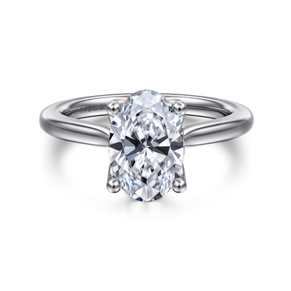 14K White Gold Gold Oval Lotus Diamond Engagement Ring — Gabriel & Co. ER16712O8W4JJJ; center stone shown for illustration, not included