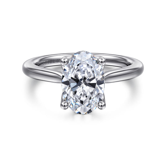 14K White Gold Gold Oval Lotus Diamond Engagement Ring — Gabriel & Co. ER16712O8W4JJJ; center stone shown for illustration, not included