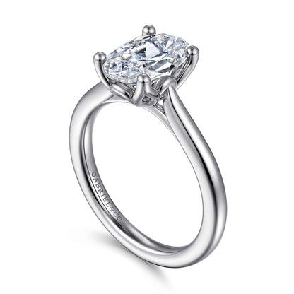 14K White Gold Gold Oval Lotus Diamond Engagement Ring — Gabriel & Co. ER16712O8W4JJJ; center stone shown for illustration, not included