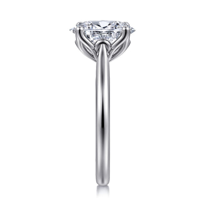 14K White Gold Gold Oval Lotus Diamond Engagement Ring — Gabriel & Co. ER16712O8W4JJJ; center stone shown for illustration, not included
