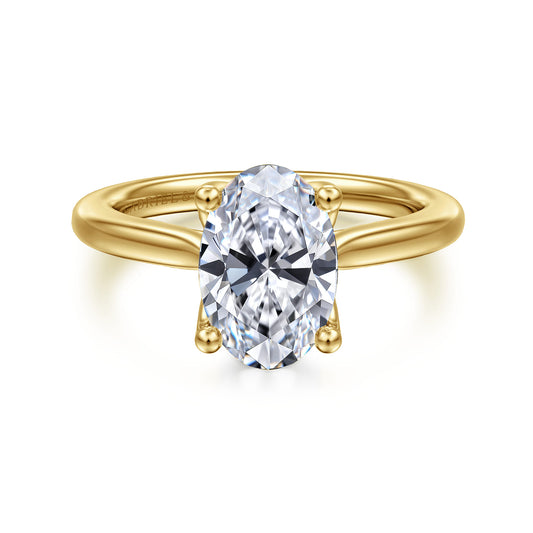 14K Yellow Gold Oval Lotus Diamond Engagement Ring — Gabriel & Co. ER16712O8Y4JJJ; center stone shown for illustration, not included
