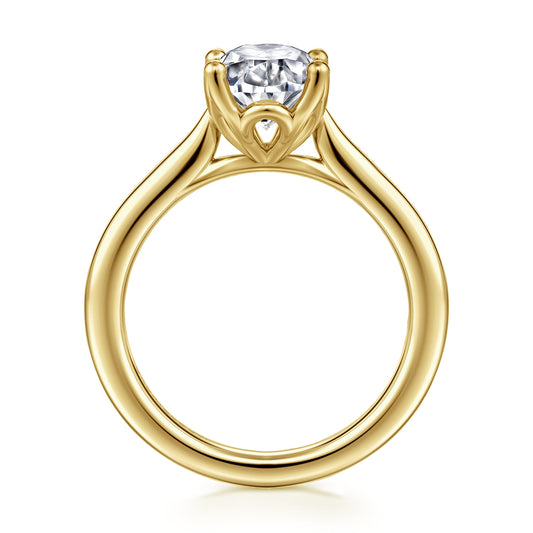 14K Yellow Gold Oval Lotus Diamond Engagement Ring — Gabriel & Co. ER16712O8Y4JJJ; center stone shown for illustration, not included