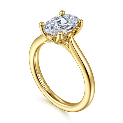 14K Yellow Gold Oval Lotus Diamond Engagement Ring — Gabriel & Co. ER16712O8Y4JJJ; center stone shown for illustration, not included