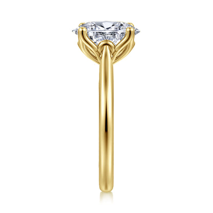 14K Yellow Gold Oval Lotus Diamond Engagement Ring — Gabriel & Co. ER16712O8Y4JJJ; center stone shown for illustration, not included