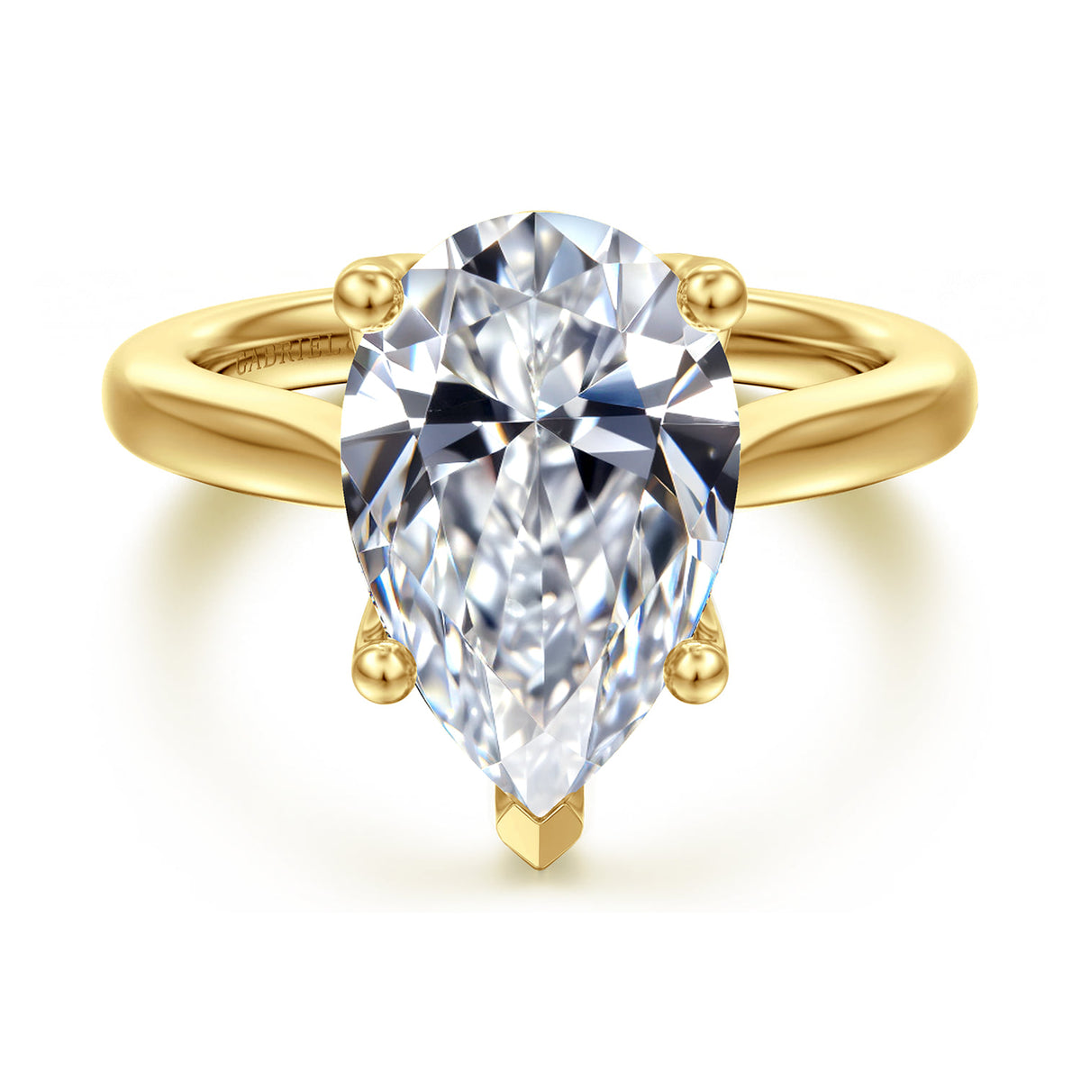14K Yellow Gold Pear Shape Lotus Diamond Engagement Ring — Gabriel & Co. ER16712P17Y4JJJ; center stone shown for illustration, not included