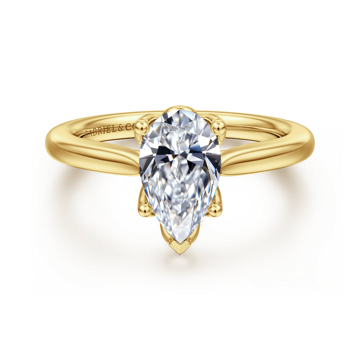 14K Yellow Gold Pear Shape Lotus Diamond Engagement Ring — ER16712P6Y4JJJ; center stone shown for illustration, not included