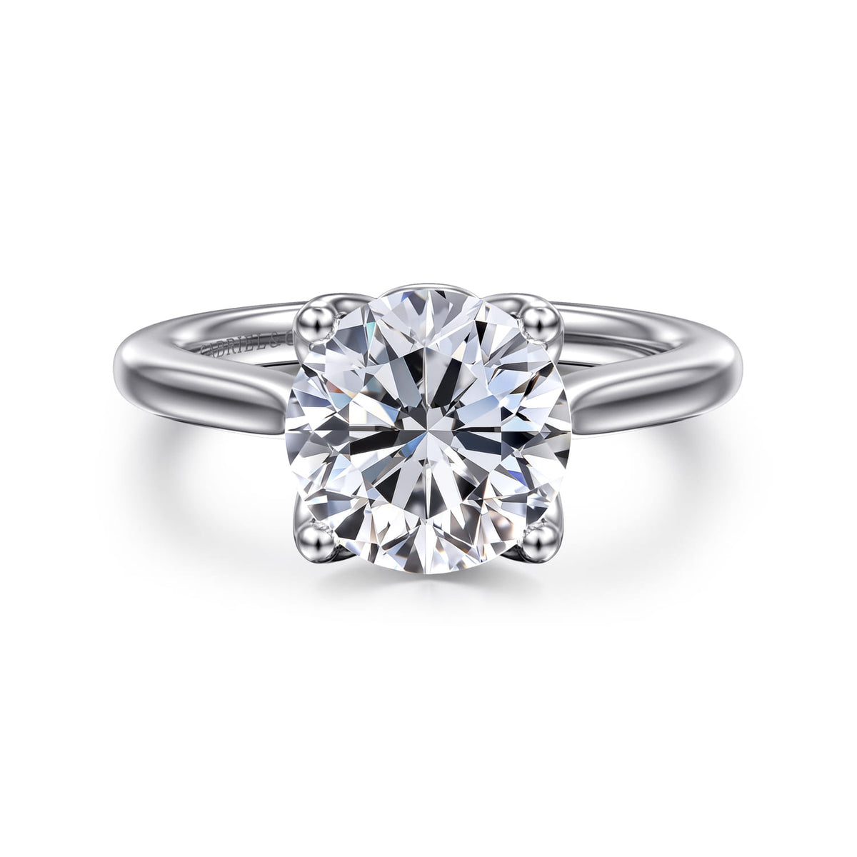14K White Gold Round Lotus Diamond Engagement Ring — ER16712R12W4JJJ; center stone shown for illustration, not included