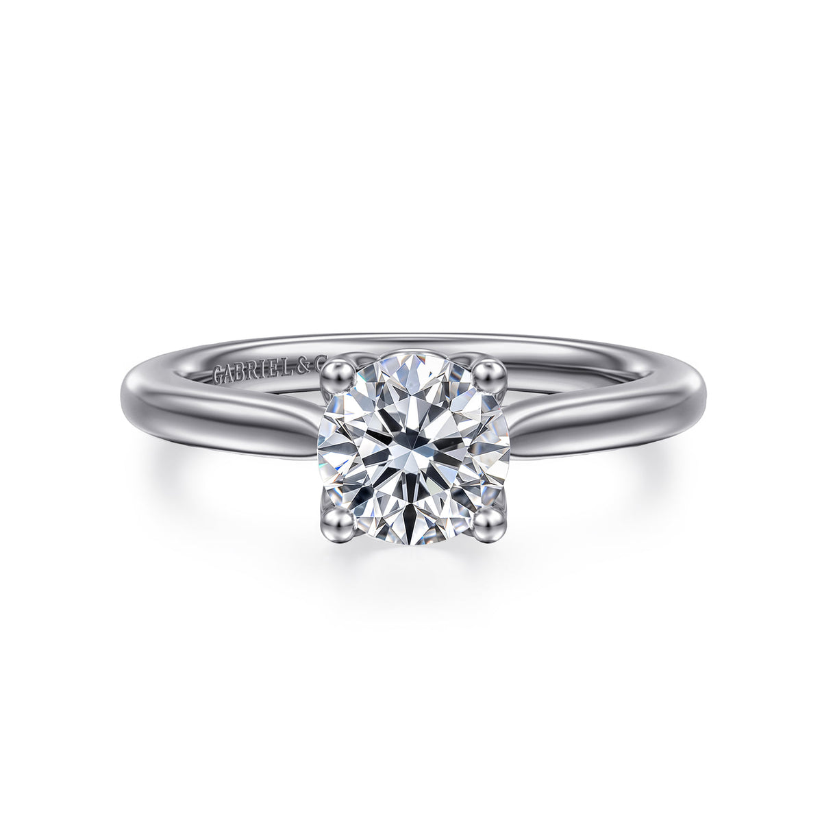 14K White Gold Round Lotus Diamond Engagement Ring — ER16712R4W4JJJ; center stone shown for illustration, not included