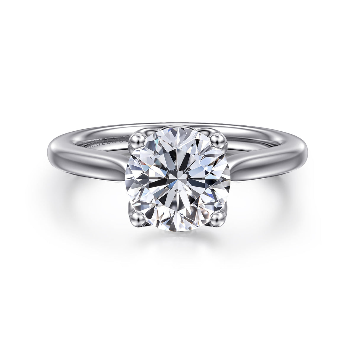 14K White Gold Round Lotus Diamond Engagement Ring — Gabriel & Co. ER16712R8W4JJJ; center stone shown for illustration, not included