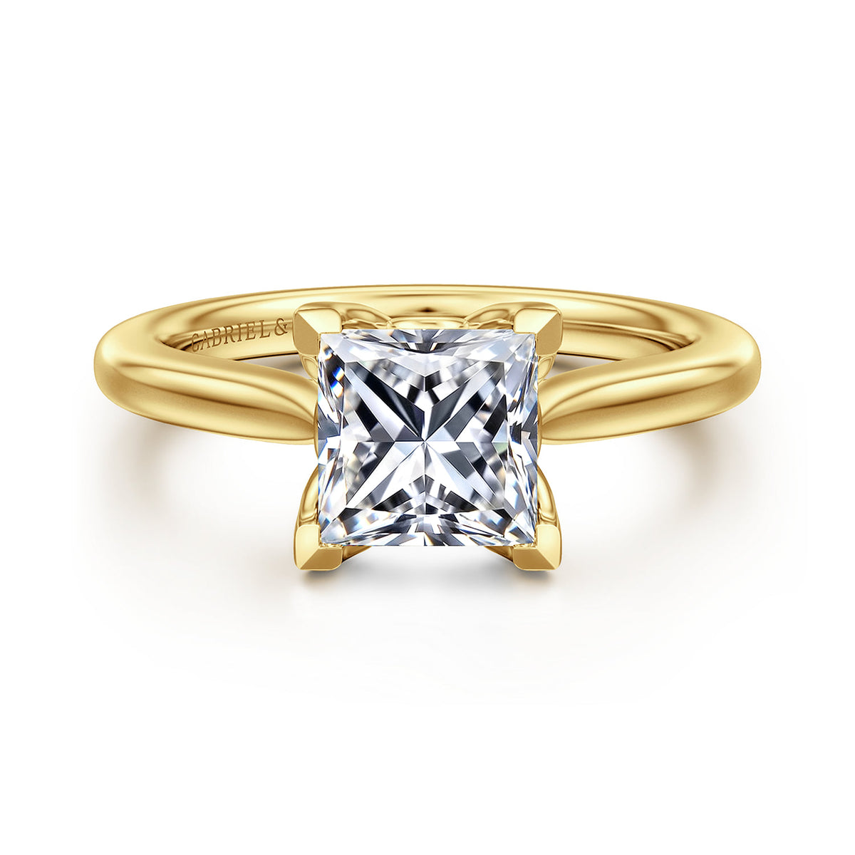 14K Yellow Gold Princess Cut Lotus Diamond Engagement Ring — ER16712S6Y4JJJ; center stone shown for illustration, not included
