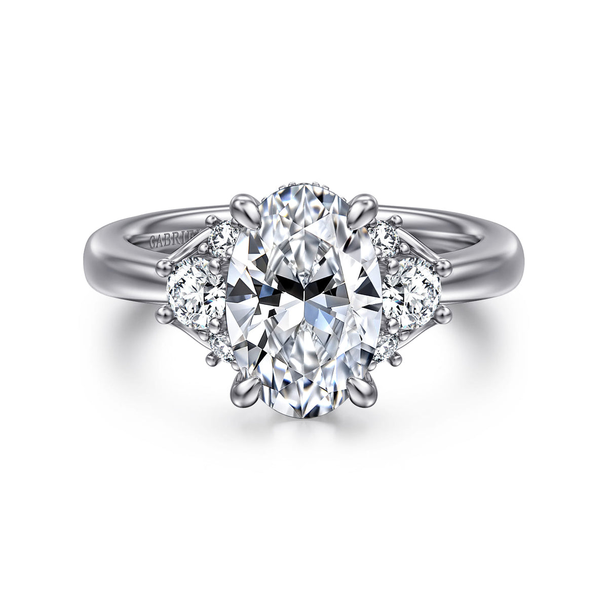 14K White Gold Oval Lotus Diamond Engagement Ring — Gabriel & Co. ER16714O8W44JJ; center stone shown for illustration, not included